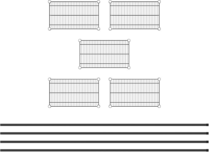 Commercial NSF Listed Black Epoxy Stationary Wire Shelving Kit 14" x 24" x 96", with 5 Shelves Perfect for Warehouse, Walk-in Refrigerator, Freezer, Grocery Store, Restaurant, Dishroom