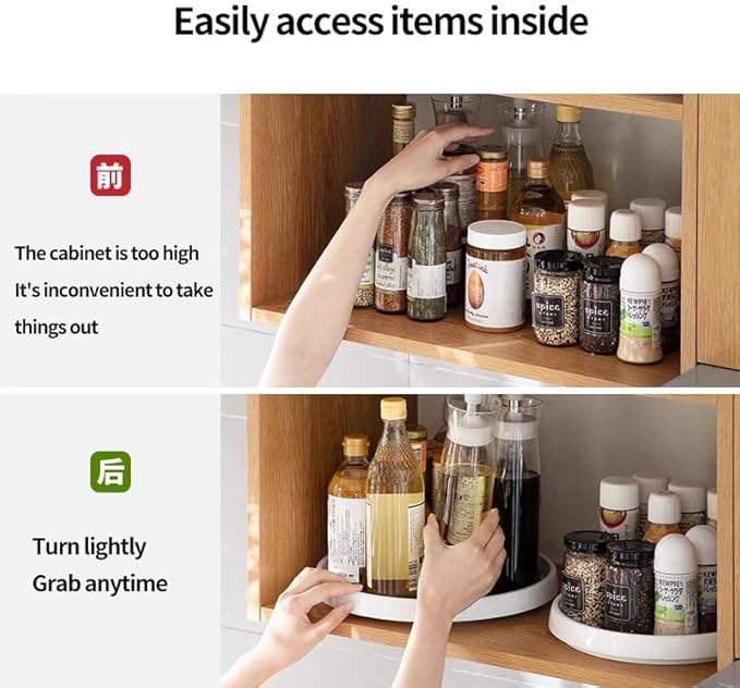 4 Pack Lazy Susan Organizer Turntable 10 Inch – 360° Rotating Non-Skid Spice Rack for Kitchen Cabinet, Pantry, Refrigerator, Countertop, Bathroom, Makeup & Medicine Storage
