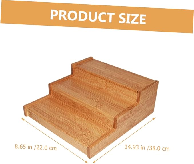 Expandable Bamboo Spice Rack 3-Tier Kitchen Condiment Organizer Space Saving Countertop Seasoning Storage Shelf for Jars and Bottles