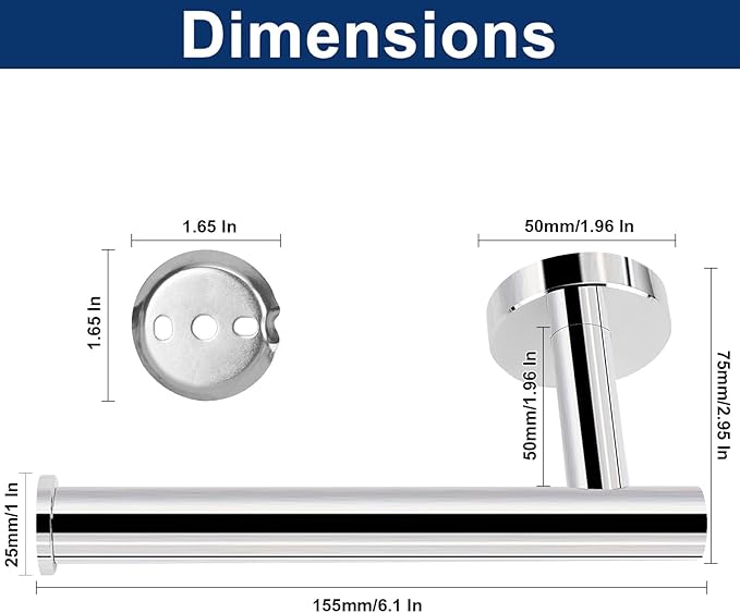 NearMoon Bathroom Toilet Paper Holder, Premium SUS304 Stainless Steel Rustproof Wall Mounted Toilet Roll Holder for Bathroom, Kitchen (3 Pack, Chrome Finish)