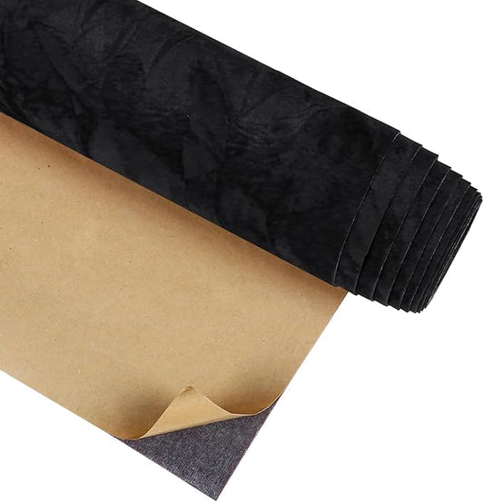 CRE8TIVE Crinkle Crushed Velvet Wallpaper 12"x80" Black Peel and Stick Wallpaper Self Adhesive Velvet Flocking Liner for Jewelry Drawer Box Lining Black Felt Sheets for DIY Crafts Displays Accent Wall