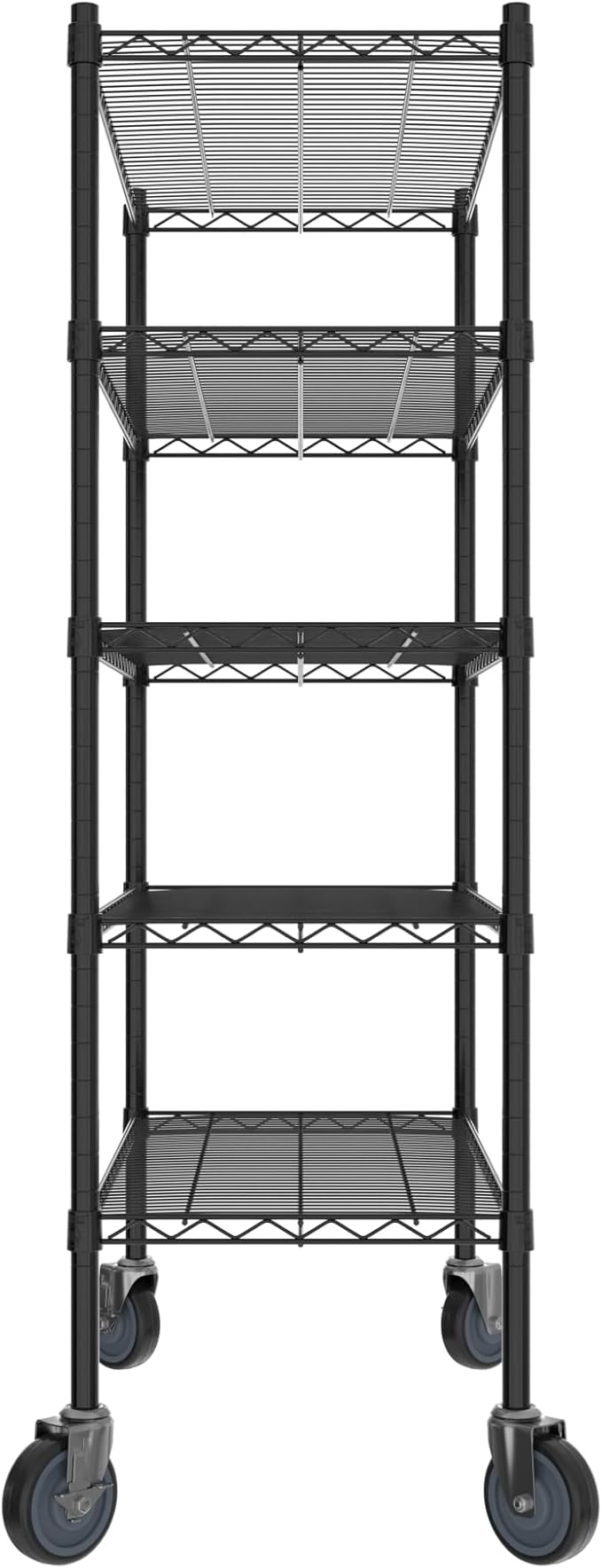 Commercial NSF Listed Black Epoxy Mobile Wire Shelving Kit 18" x 36" x 60", with 5 Shelves Perfect for Warehouse, Walk-in Refrigerator, Freezer, Grocery Store, Restaurant, Dishroom