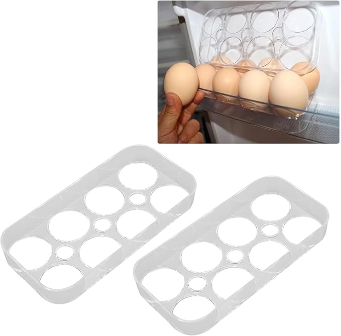 2PCS 8 Grids Egg Holder for Fridge, Clear Egg Container Refrigerator Organizers and Storage Independent Slots for Kitchen Cabinet Refrigerator