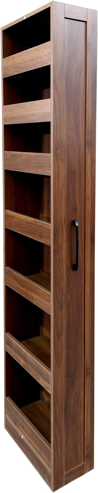 KEIKI 7 Tier Pull-Out Kitchen Pantry Storage Cabinet, Multi-Tier Single-sided Open Shelf, Spice Rack Next to Fridge, Freestanding Wood Hutch Food Pantries Cupboard for Dining Room, Narrow Spaces