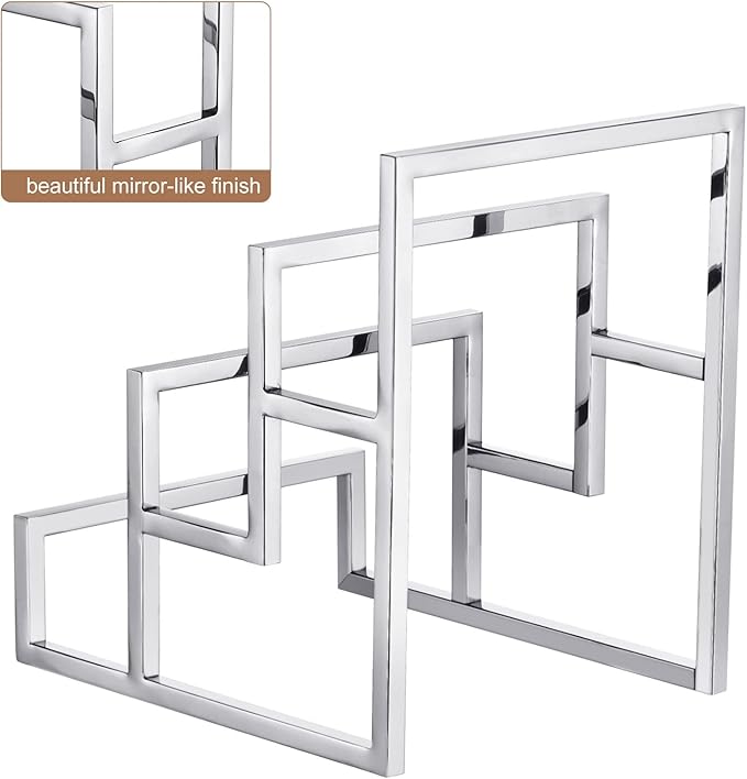 uxcell Clutch Purse Display Stand 3 Layer Wallet Display Rack Metal Clutch Holder Riser for Home Retail Store Supplies - Silver