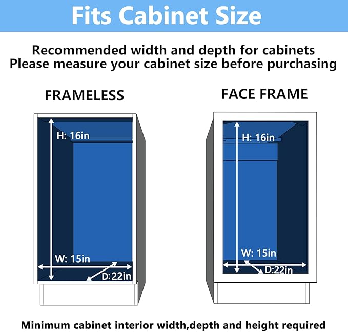 LOVMOR Individual Pull Out Cabinet Organizer, 2 Tier Slide Out Cabinet Drawers, Pots and Pans Organizer and Storage Pantry Shelf for Kitchen (14½" W x 21½" D)