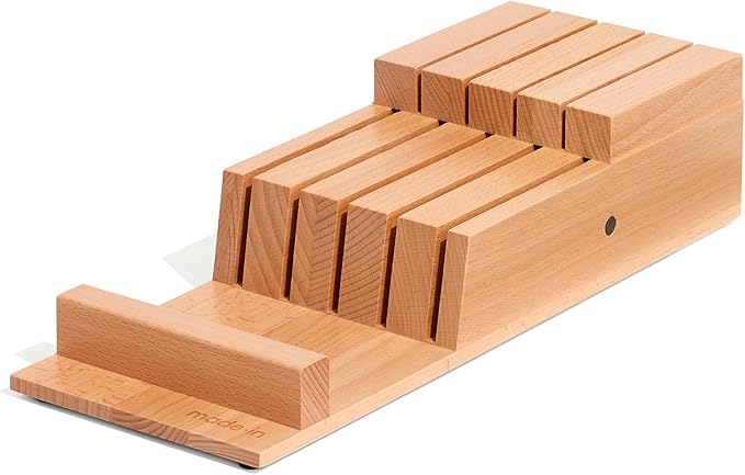 Made In Cookware - 9 Piece Knife Organizer - Italian Beechwood - Crafted in Italy