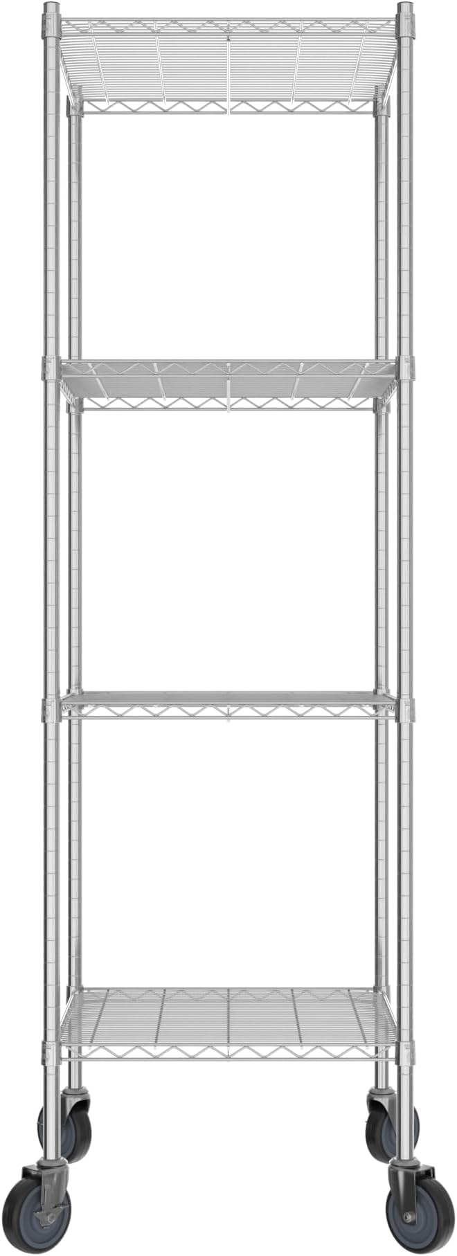Commercial NSF Listed Chrome Mobile Wire Shelving Kit 24" x 24" x 80", with 4 Shelves Perfect for Warehouse, Walk-in Refrigerator, Freezer, Grocery Store, Restaurant, Dishroom