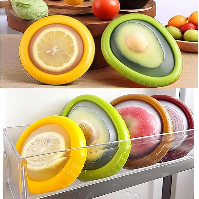 XJYWSH Avocado Saver and Onion Storage, Tomato Holder, Silicone Fruit and Vegetable Storages For Fridge, Reusable Holder For Food Storage, Suitable for Garlic, Cheese, Lemons, and Potatoes