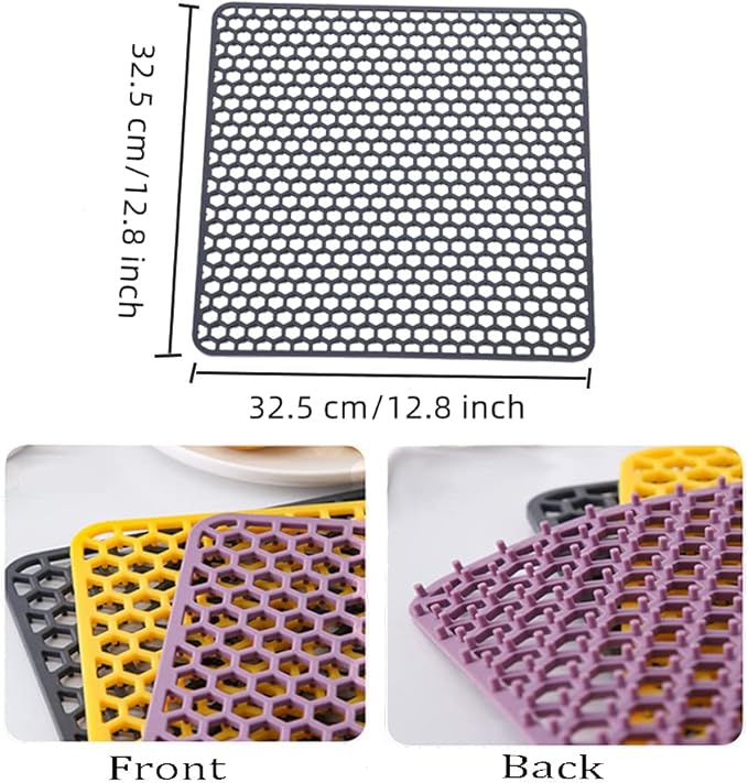 LONGFITE Large Sink Mat Dish Drying Mat Multipurpose Silicone Kitchen Draining Trivet Pad Protector Heatproof and Antiskid