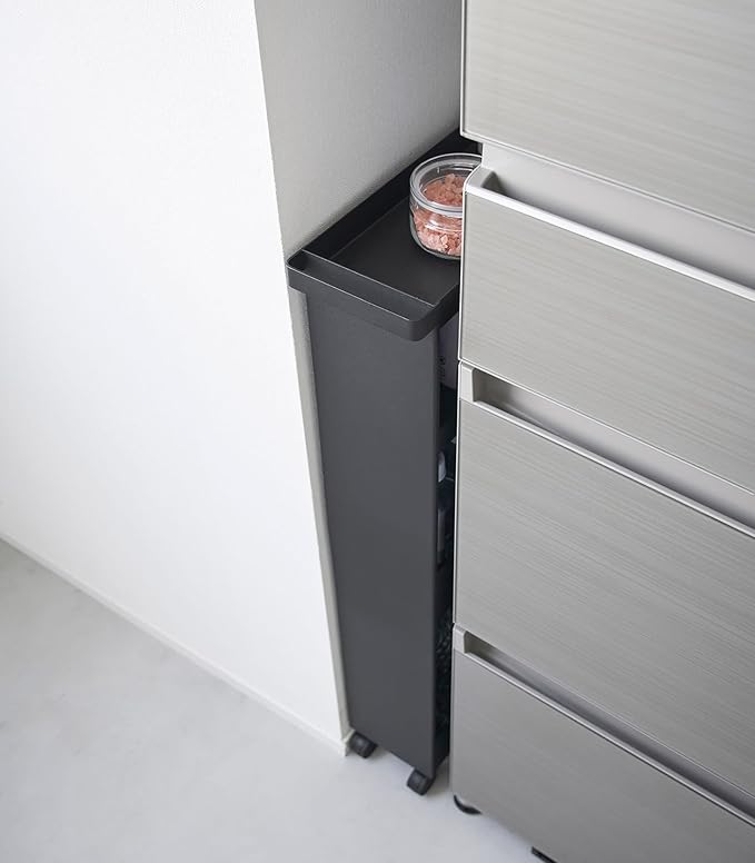 YAMAZAKI Home Tower Slim 4-Tier Rolling Storage Cart – Mobile Organizer for Kitchen Or Bathroom, 31.7" - Steel -
