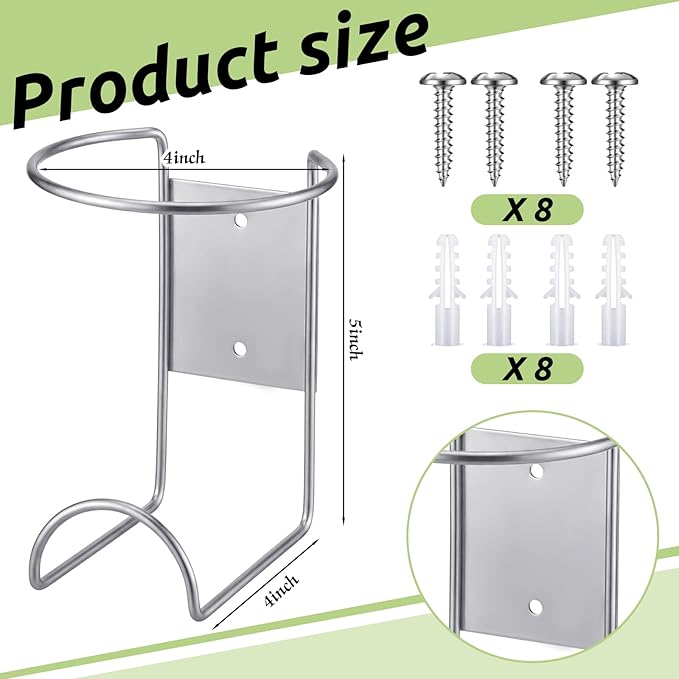 4 Pcs Spray Bottle Holder Wall Mount Heavy Duty Spray Bottle Rack Stainless Steel Storage Rack Garage Can Organizer Craft with Hardware (Silver)