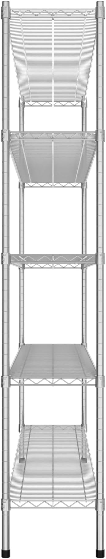 Commercial NSF Listed Chrome Stationary Wire Shelving Kit 14" x 72" x 74", with 5 Shelves Perfect for Warehouse, Walk-in Refrigerator, Freezer, Grocery Store, Restaurant, Dishroom