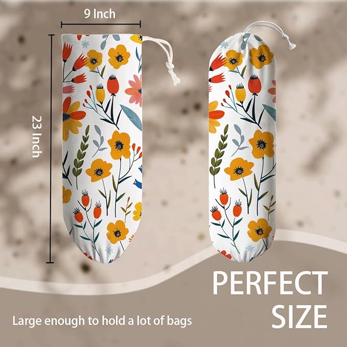 Beautiful Pattern Bag Holder, Plastic Bag Dispensers, Reusable Shopping Garbage Bags Carrier for Home, Kitchen, Traveling, Kitchen Housewarming Gifts, Gift for Grandma Mom