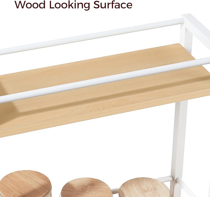 MAHANCRIS Slim Rolling Cart, Mobile Kitchen Cart on Wheels, Narrow Storage Cart for Small Space, Wooden Kitchen Storage Rack, for Bathroom, Laundry, Living Room, White RCBN1501