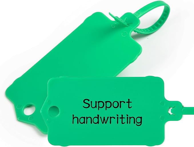 LeadSeals 100pcs Blank Plastic Tags for Labeling Reusable Hanging Tags Ties Key Tag Storage Labels Waterproof Plastic Mark Label Writable Hang Sign with One Marker Pen (Green)