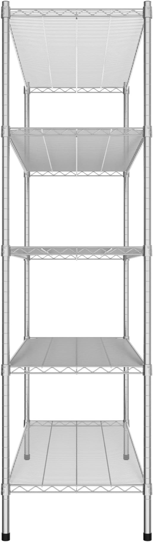 Commercial NSF Listed Chrome Stationary Wire Shelving Kit 21" x 60" x 74", with 5 Shelves Perfect for Warehouse, Walk-in Refrigerator, Freezer, Grocery Store, Restaurant, Dishroom