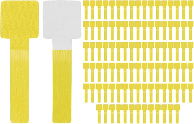 M METERXITY 100-Pack Hook and Loop Cable Ties, 3.5 x 1.1 Inch Adjustable Self-Adhesive Cord Organizer for Desk/Home/Wall/Office Essentials, Cable Management Under Desk [Yellow]