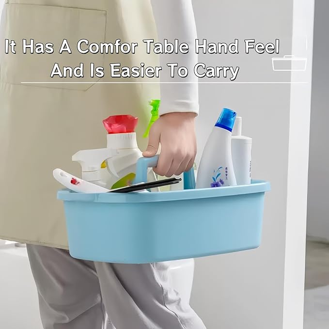 QLYMTZ Large Cleaning Caddy Portable Shower Basket Supply Organizer with Handle,Plastic Bucket Tool Storage,for Bathroom,Bedroom,Kitchen,Under Sink Storage (blue)