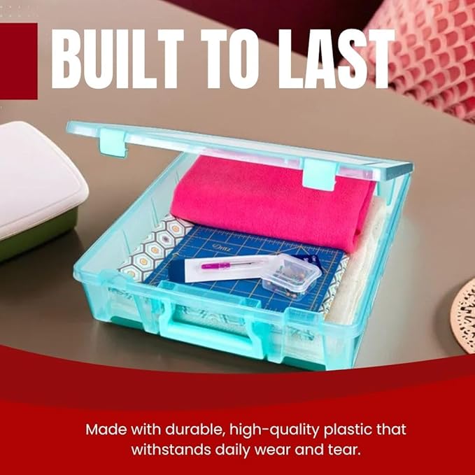 ArtBin 6955AA Super Satchel Compartment Box Clear Craft Organizer Storage Case - Aqua, Pack of 1