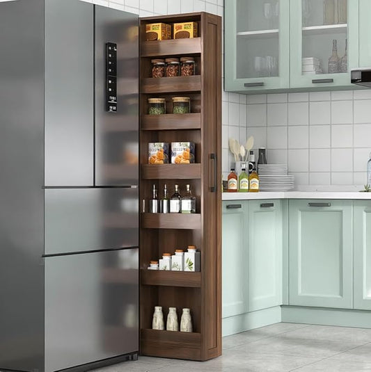 7 Tier Multi-Functional Pull-Out Multi-Tier Storage Single-Sided Open Shelf for Kitchen, Living Room & Narrow Spaces