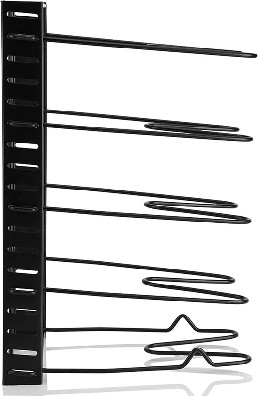 Pots Frying Pan Organizer Sturdy Pot Pan Storage Rack for Kitchen Cookware Adjustable Tiers, for Countertop Cabinet Cupboard