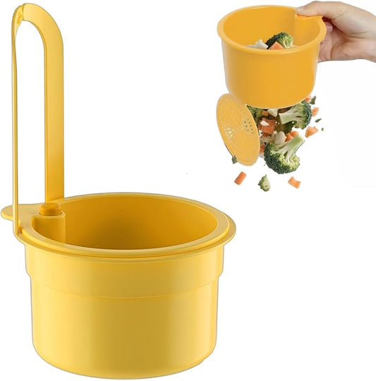 Sink Strainer Basket with One-Touch Drain Mesh, Snap-On Strap & Detachable Design – Kitchen Sink Food Scrap Filtering Storage Organizer (Yellow)