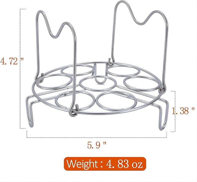 GREATLINK Stainless Steel Egg Rack & Steamer Basket for Pressure Cookers - 7 Egg Cooking Rack Trivet Organizer, Multi-Use Kitchen Tool for Eggs, Veggies, Utensils