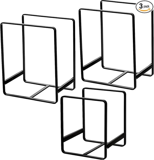 3 Pack Metal Dish Organizer, Space Saving Plate Organizers for Cabinet, Kitchen Cabinet Dish Drying Racks Organizer for Plates, Pots and Pans