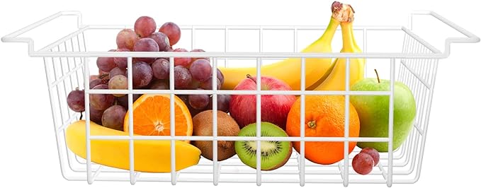 Orgneas 16.5" Chest Freezer Organizer Bins Deep Freezer Basket Storage Rack Bins Metal Wire Baskets Large Size 2Pcs
