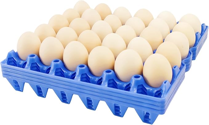 George Garden 4-Pack Blue Rectangular Plastic Egg Tray, Stackable Egg Crates, 30-Egg Capacity, Modern Style, Reusable, Dishwasher Safe