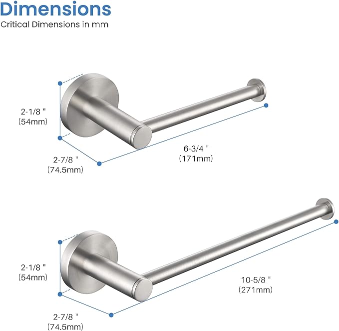 KIBI Circular 2-Piece Bathroom Hardware Set in Brushed Nickel – Includes Wall Mounted Towel Bar & Toilet Paper Holder – Durable, Rust-Resistant Bathroom Accessories (Brushed Nickel, C-KBA14-2BN-1)