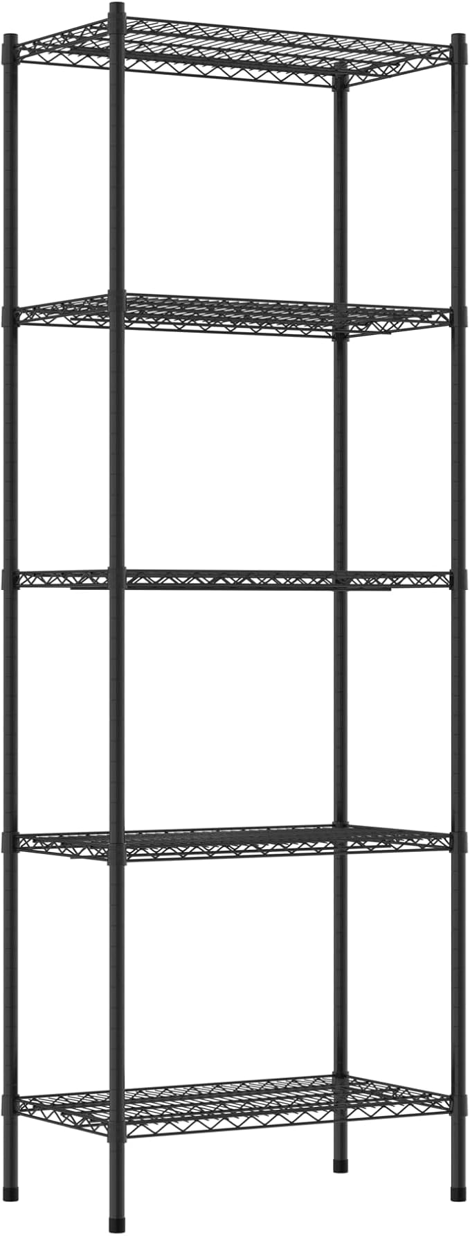 Commercial NSF Listed Black Epoxy Stationary Wire Shelving Kit 18" x 30" x 86", with 5 Shelves Perfect for Warehouse, Walk-in Refrigerator, Freezer, Grocery Store, Restaurant, Dishroom