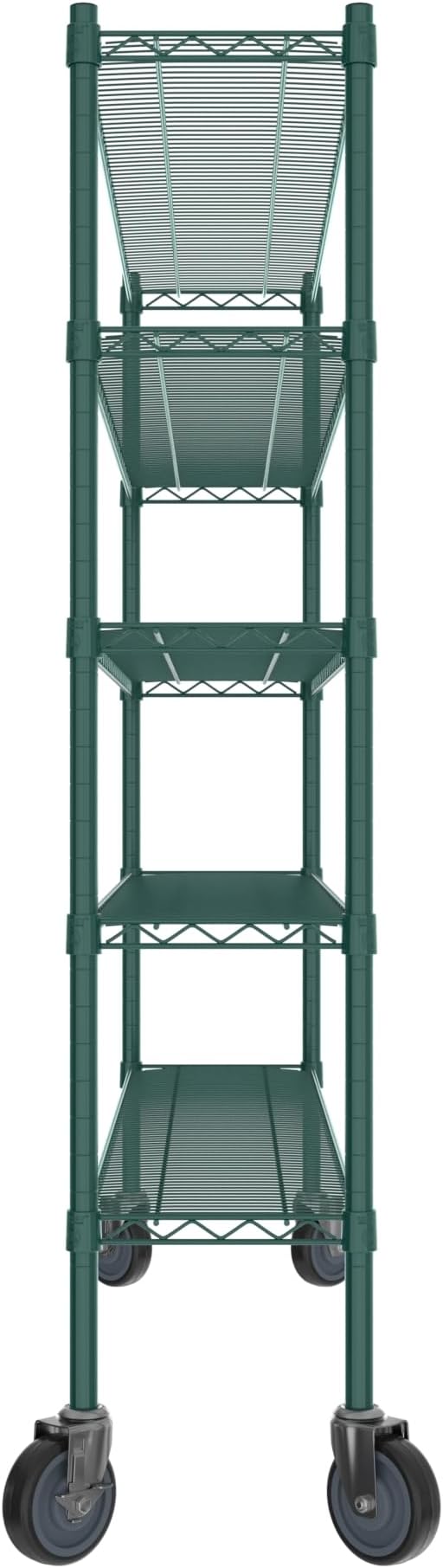 Commercial NSF Listed Green Epoxy Mobile Wire Shelving Kit 12" x 60" x 60", with 5 Shelves Perfect for Warehouse, Walk-in Refrigerator, Freezer, Grocery Store, Restaurant, Dishroom