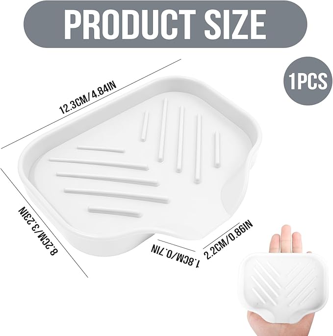 Sponge Holder with Drain Spout, 4.7" x 3.6" Bathroom and Kitchen Sink Organizer, Dish Soap Tray for Sponges, Scrubbers, Dispensers, Dish Brushes, Spoons & Other Sink Items, Dishwasher Safe (White)