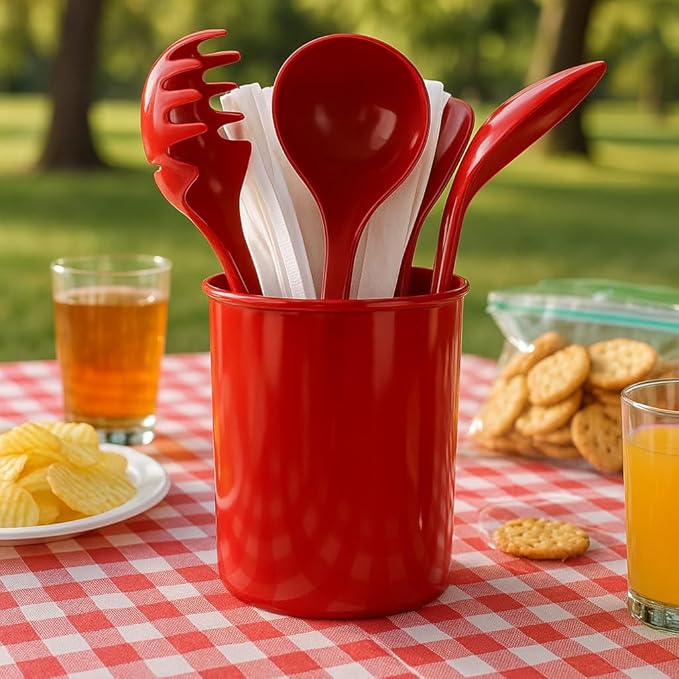 Reston Lloyd Multipurpose Utensil/Crock Holders Organize Wide Variety of Sizes of Utensils & Tools, Includes Large, & Miniature, Red