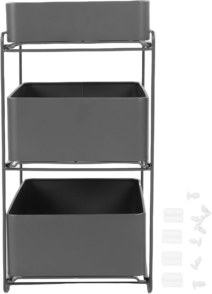 Under Sink Organizer, 3-Tier Pull Out Bathroom Cabinet Countertop Organizers Shelf, Extendable Drawer Kitchen Storage Sink Shelves for Bathroom Laundry Pantry