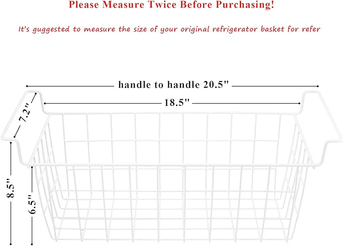 Homics Chest Freezer Baskets 20.5 Inch, Chest Freezer Organizer Bins Metal Wire Storage Baskets with Hanging Handles for Deep Freezer, Set of 2
