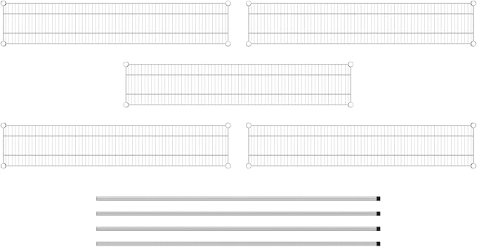 Commercial NSF Listed Chrome Stationary Wire Shelving Kit 12" x 60" x 74", with 5 Shelves Perfect for Warehouse, Walk-in Refrigerator, Freezer, Grocery Store, Restaurant, Dishroom