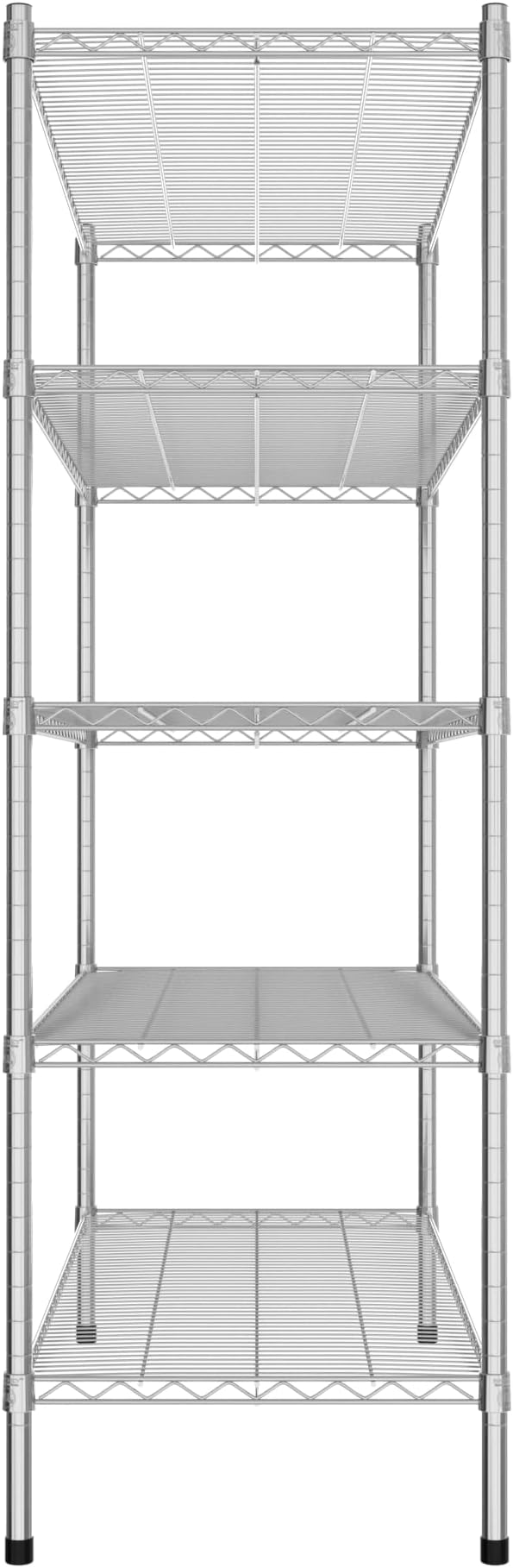 Commercial NSF Listed Chrome Stationary Wire Shelving Kit 21" x 48" x 64", with 5 Shelves Perfect for Warehouse, Walk-in Refrigerator, Freezer, Grocery Store, Restaurant, Dishroom