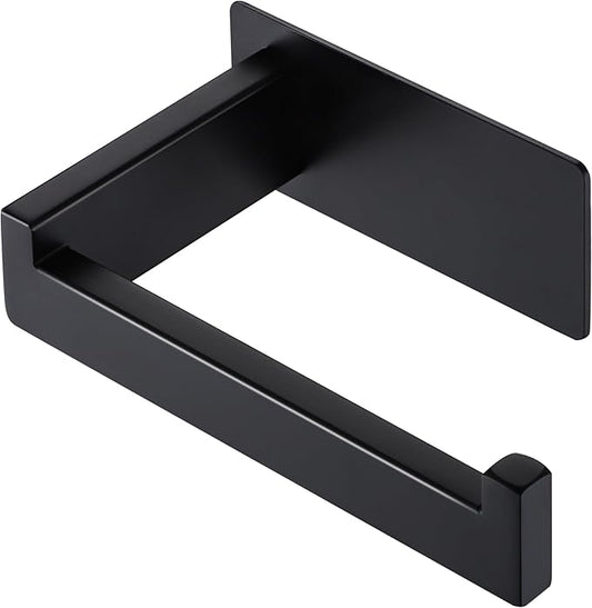 LANC Self-Adhesive Toilet Paper Holder, Matte Black Toilet Tissue Holder Wall Mounted for Bathroom Kitchen, Stick On Paper Roll Holder with No Drilling Rustproof Stainless Steel, A8307MB