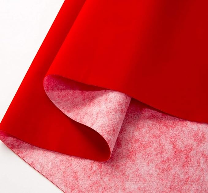 Self Adhesive Red Velvet Flocking Liner for Jewelry Drawer Art Crafts DIY Project Velvet Fabric Peel and Stick Drawer Velvet Liner 17.7" x 78.7"