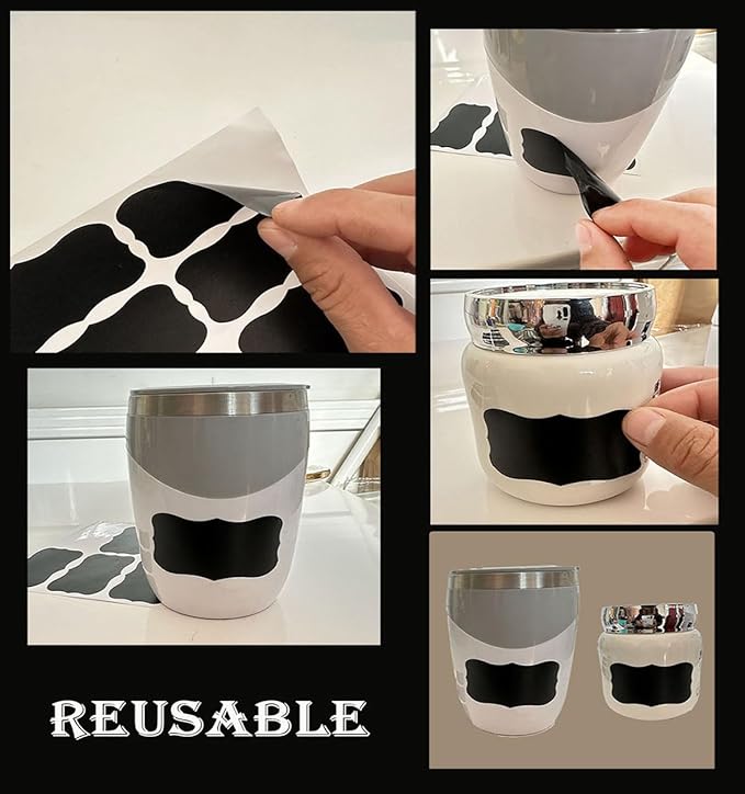 240Pcs Chalkboard Labels Mason Jars Waterproof Reusable Blackboard Stickers Chalk Labels for Containers Food Labels Organizing Labels Glass Bottles Storage Bin Labels(3 Different Sizes)