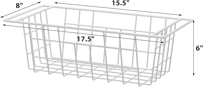 blitzlabs Chest Freezer Organizer Bins, Deep Freezer Basket Storage Rack Bins Wire Metal Baskets with Hanging Handles 17.5" 2Packs