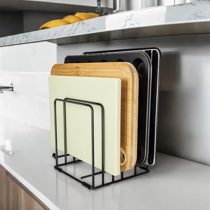 Kitchen Cabinet Cutting Board Organizer, Cookie Sheet Storage Rack,Cabinet Dividers Holder with 5 Slots for Baking Pan Tray Organizer (2 PCS)