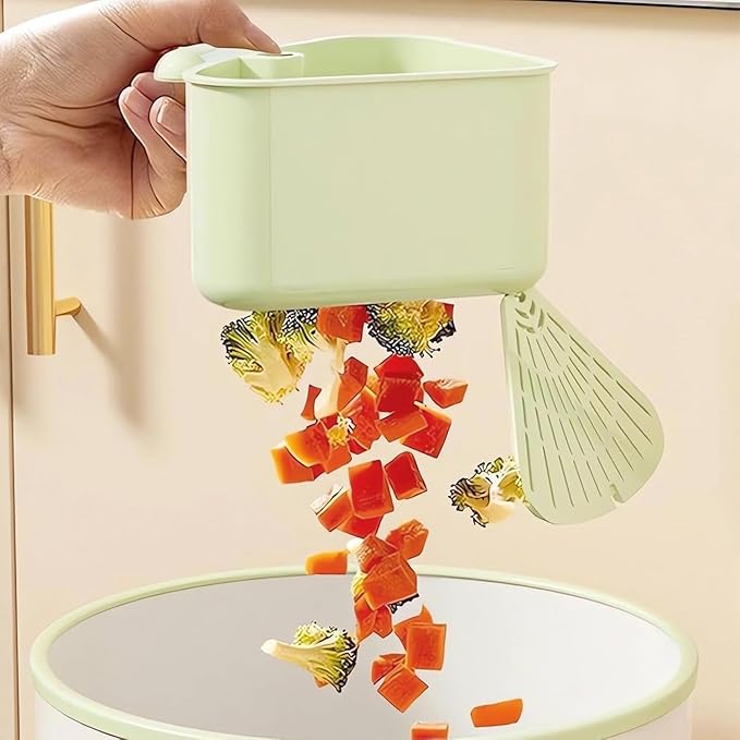 LLQ 2PACK Sink Strainer Basket,2025 New Upgraded Suction Cup Press Sink Drainer Basket,Automatic Dumping Sink Strainer Basket,Faucet Sponge Storage Rack (Green+Green)