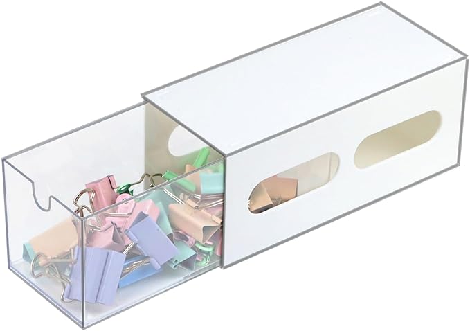 Drawer Organizer Desktop Office Supplies Desk Organizer and Storage Stationary Make Up Jewelry Pen Storage Drawer, Clear Accessories Makeup Organizer Countertop Storage (White, 1 Pack)