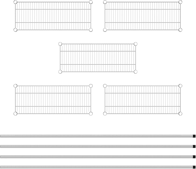 Commercial NSF Listed Chrome Stationary Wire Shelving Kit 12" x 30" x 74", with 5 Shelves Perfect for Warehouse, Walk-in Refrigerator, Freezer, Grocery Store, Restaurant, Dishroom