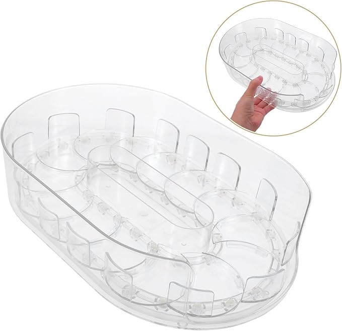 Rotating Fridge Organizer Turntable Tray Kitchen Pantry Spice Rack Non-Skid Condiment Storage for Refrigerator and Countertop