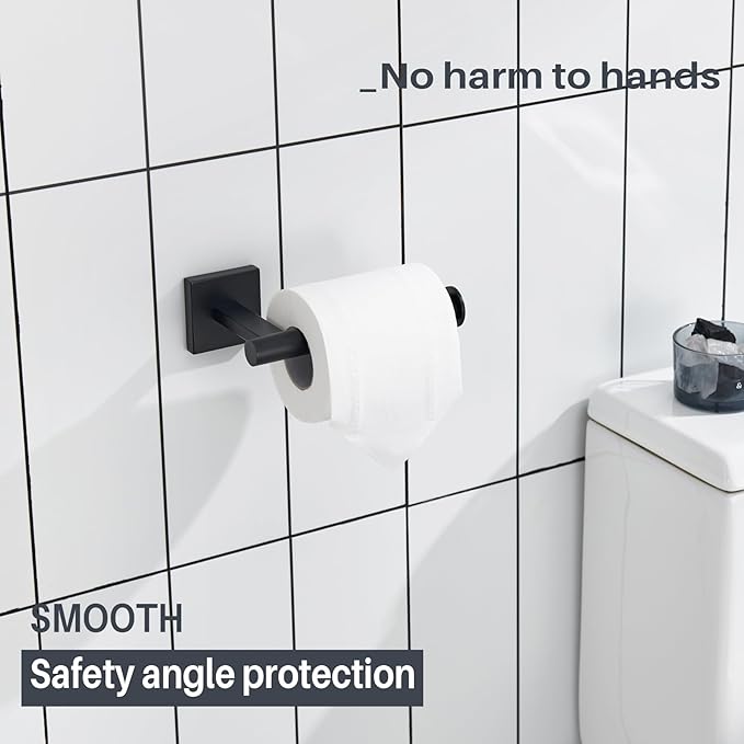 KOKOSIRI Toilet Paper Holder for Bathroom Toilet Roll Holder Hold Mega Rolls Wall Mounted, Matte Black Stainless Steel 2 Pack, B2008BK-P2